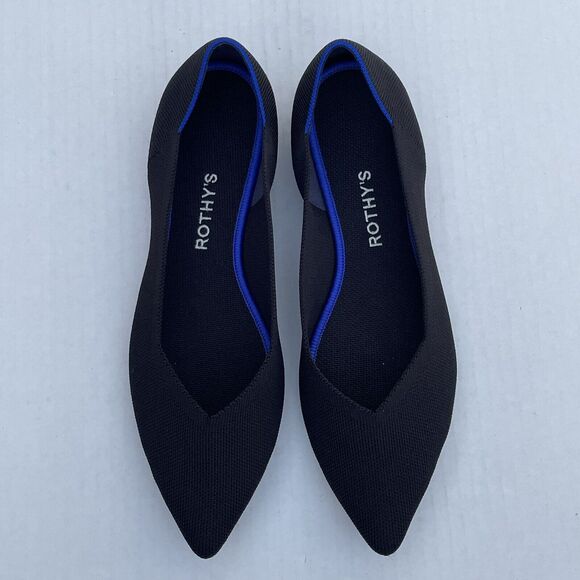 Rothy's The Point Flats Black Women's Sz 11.5 Casual Slip On Comfort Knit Shoes - Picture 3 of 13